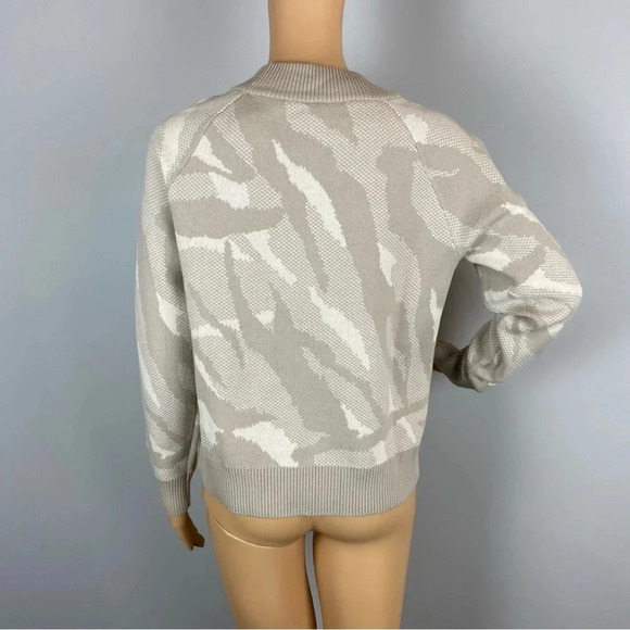 Athleta Womens XXS Jacquard Sweater, Beige and Cream Marino Wool Blend - Picture 2 of 7